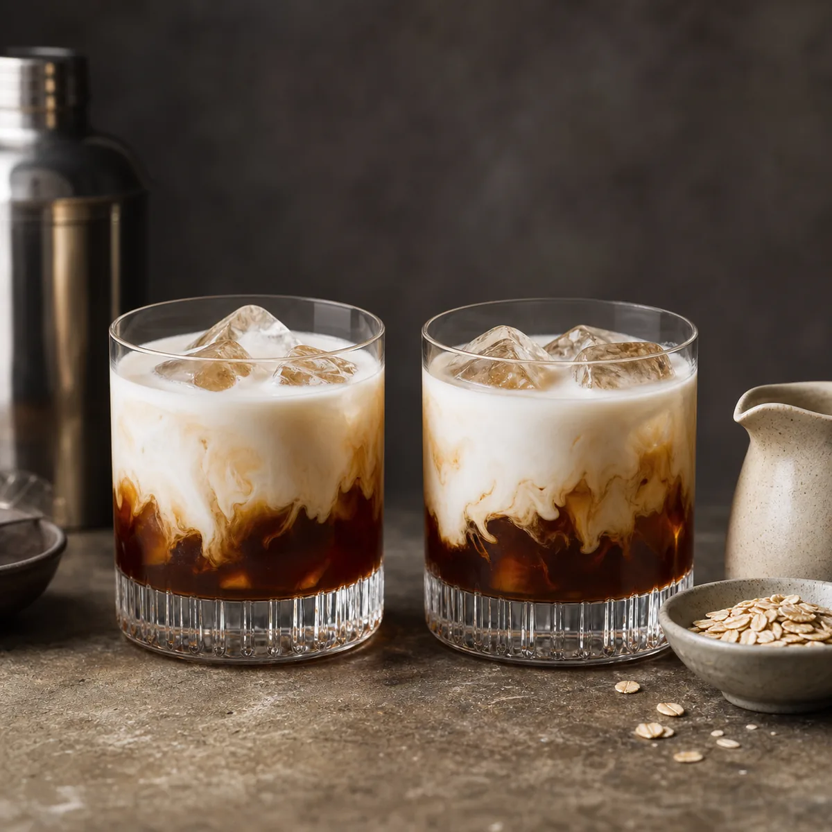 Klassischer und veganer White Russian mit Haferalternative